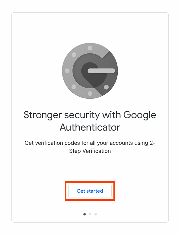 Screenshot starting Google Authenticator