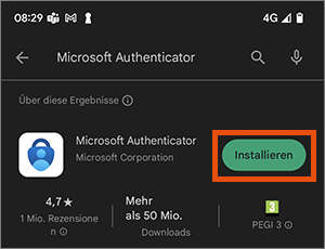 Screenshot Microsoft Authenticator installieren