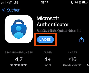 Screenshot Microsoft Authenticator installieren