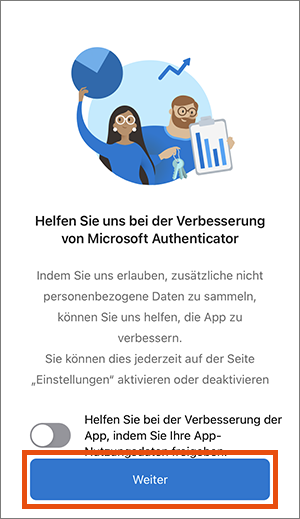 Screenshot Microsoft Authenticator einrichten