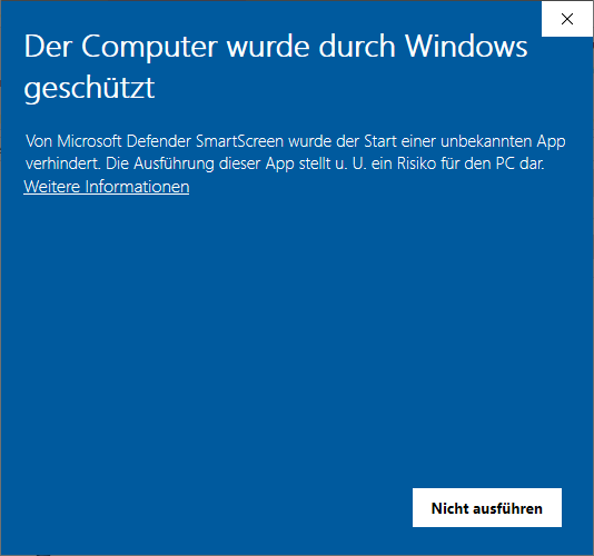 Screenshot Windows Defender - Weitere Informationen