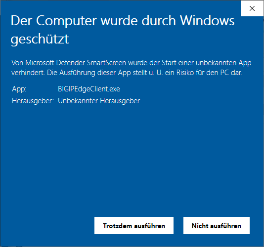 Screenshot Windows Defender - Trotzdem ausführen