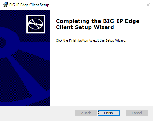 Screenshot Windows Big-IP Edge Client Installation abgeschlossen