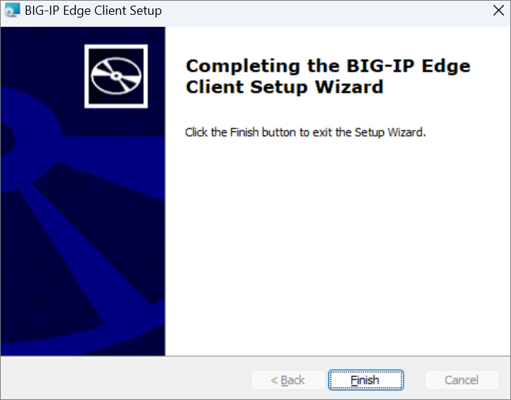 Screenshot Windows Big-IP Edge Client installation completed