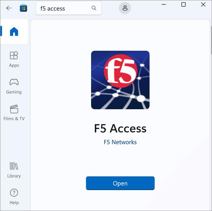 Screenshot Windows Store - open F5 Access
