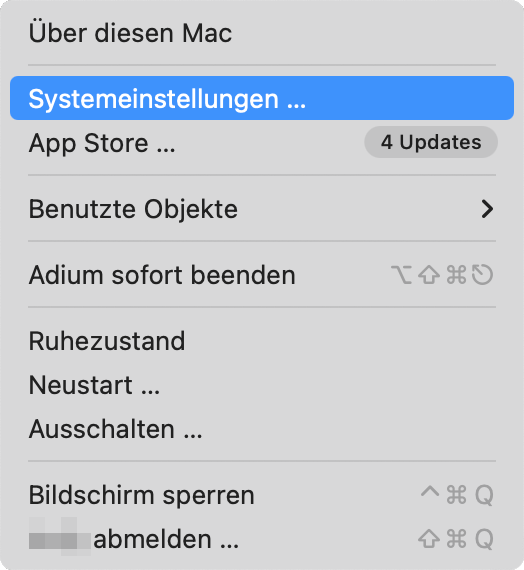 eduroam macOS - Apple-Menü