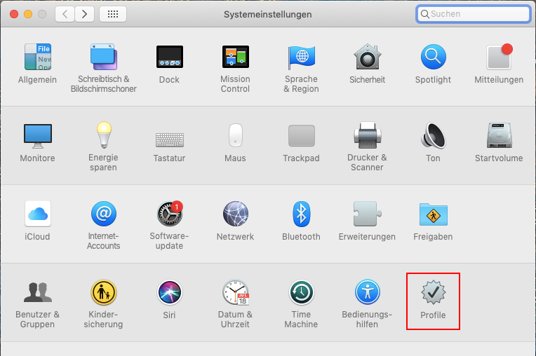 Screenshot eduroam macOS - Systemeinstellungen - Profile