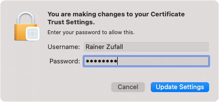 Screenshot macOS WiFi - enter local password