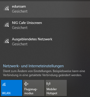 Screenshot Windows 10 WLAN - eduroam