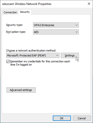 Screenshot Windows 10 WiFi - security settings
