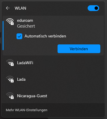 Screenshot Windows 11 eduroam - Verbinden