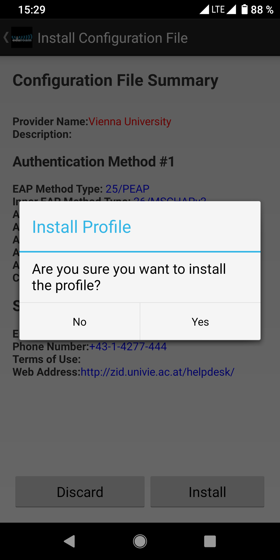 Screenshot eduroam CAT Android App - confirm installation