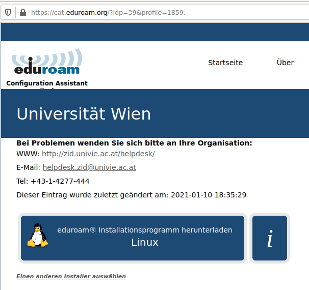 Screenshot Linux eduroam CAT Download
