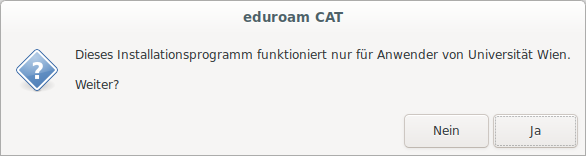 Screenshot Linux eduroam CAT Installationsscript Bestätigung