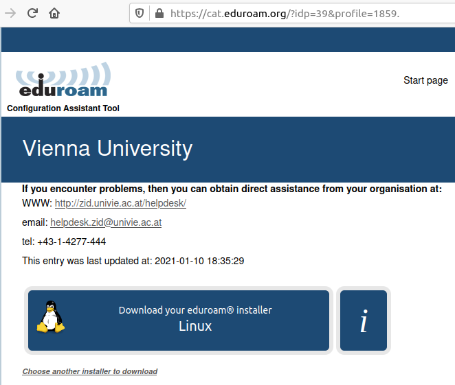 Screenshot Linux eduroam CAT download