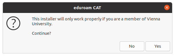 Screenshot Linux eduroam CAT installer
