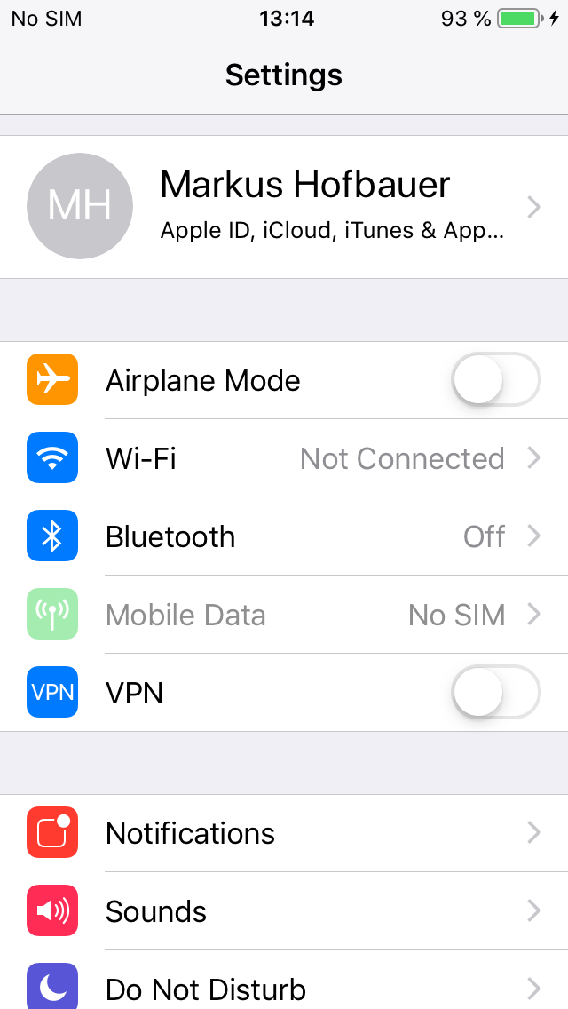 Screenshot eduroam iPhone Settings Wi-Fi