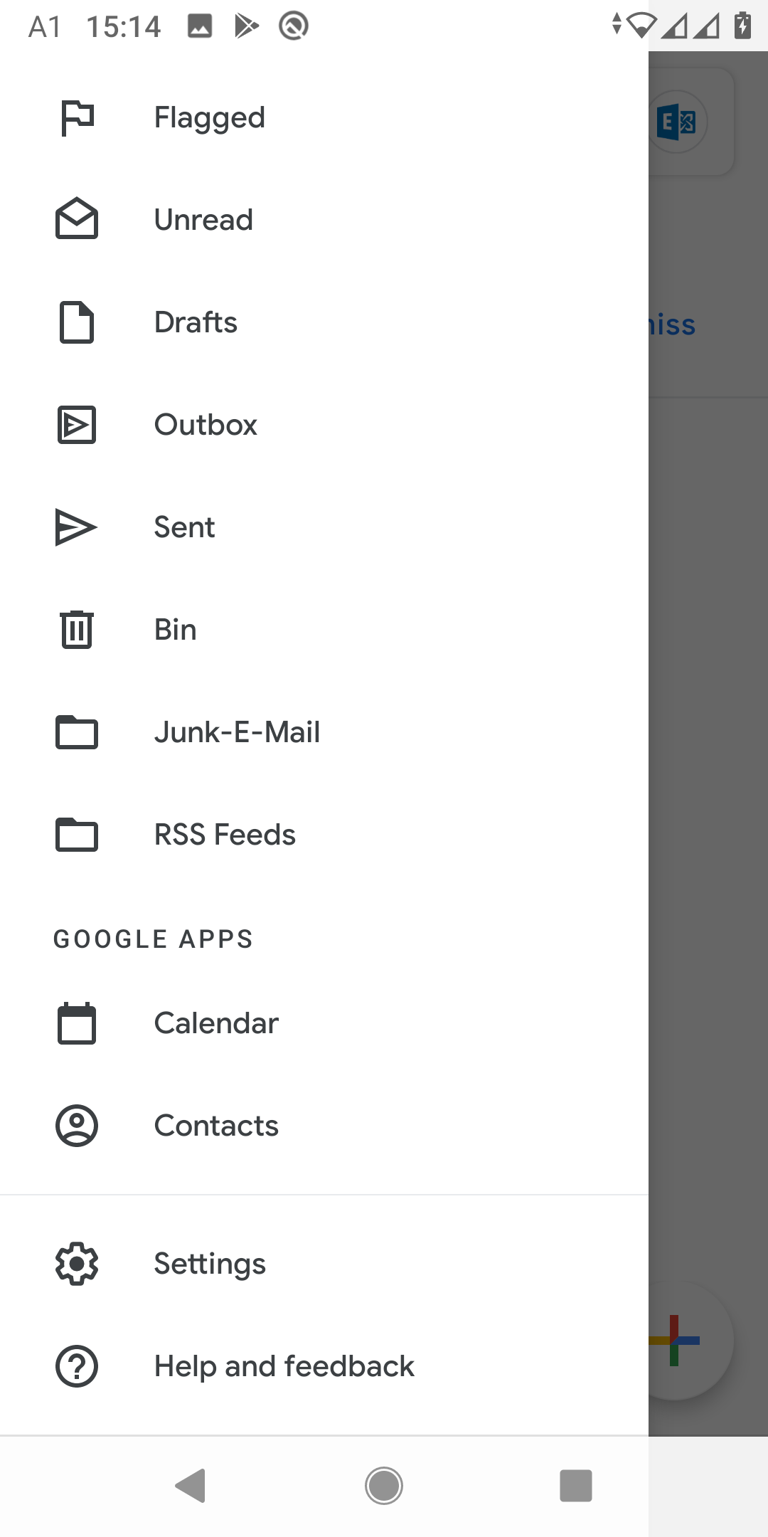 Screenshot Android Gmail menue