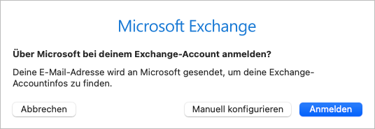 Screenshot Apple Mail Exchange Manuell konfigurieren