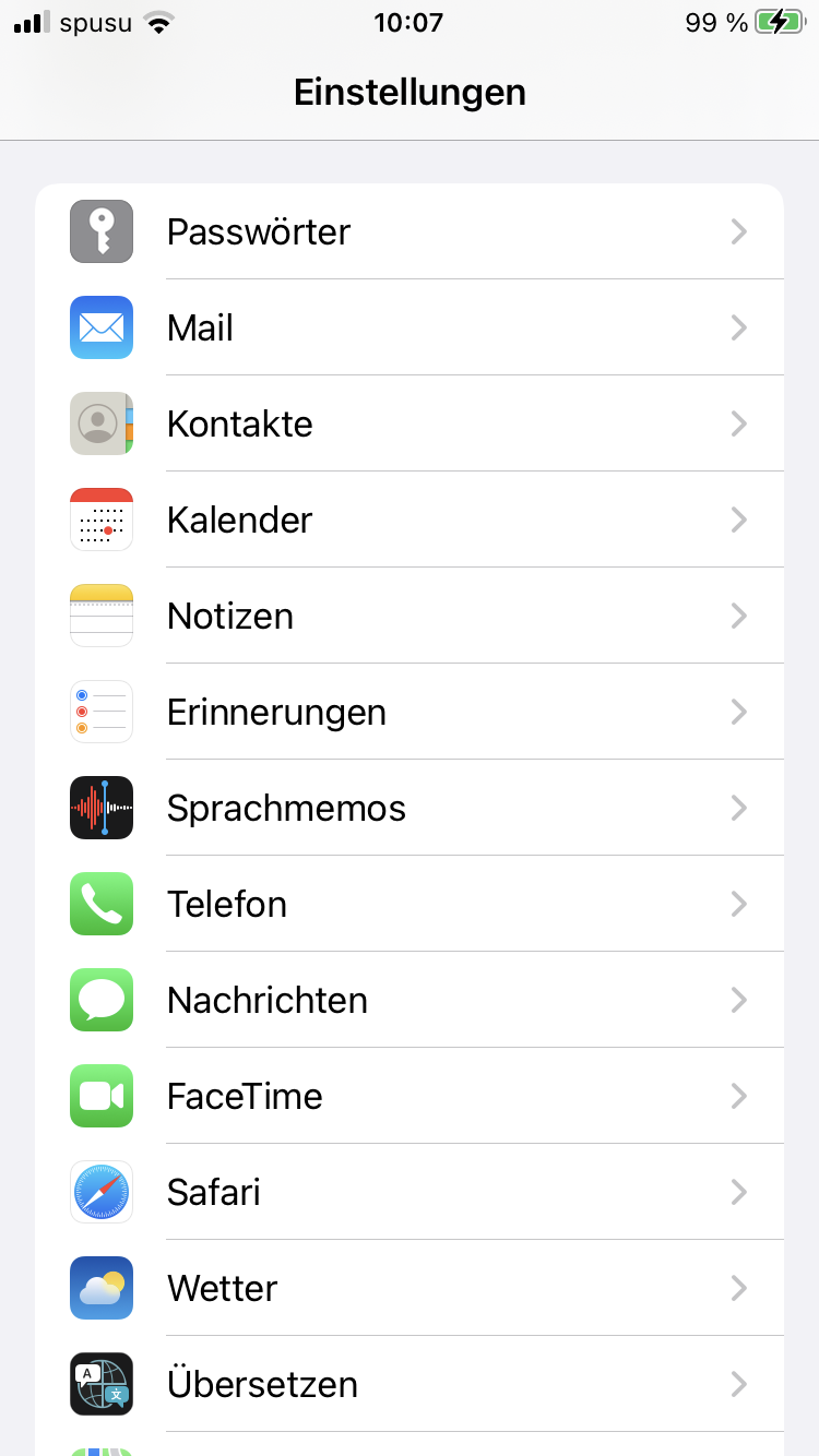 Screenshot iOS Einstellungen - Accounts und Passwörter