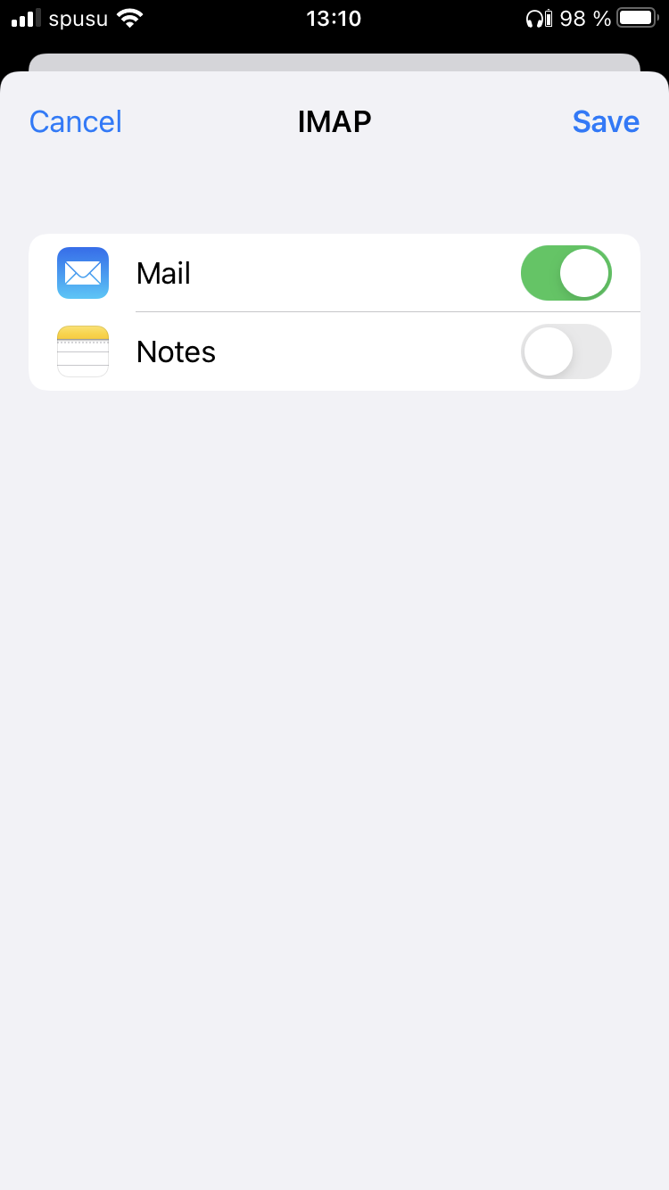 Screenshot iOS - Save settings