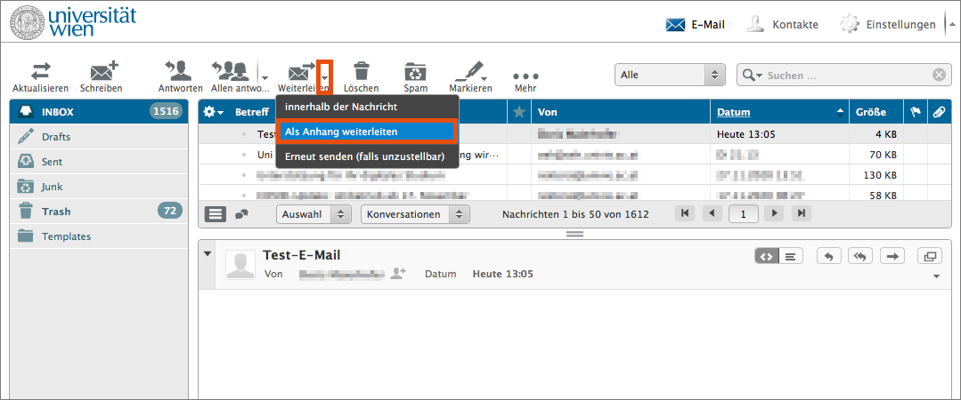 Screenshot Webmail