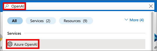 Screenshot choosing Azure OpenAI service