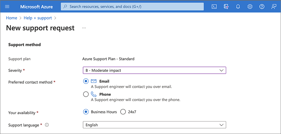 Screenshot form support request