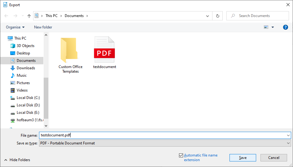 Screenshot Libre/Open Office location and file name