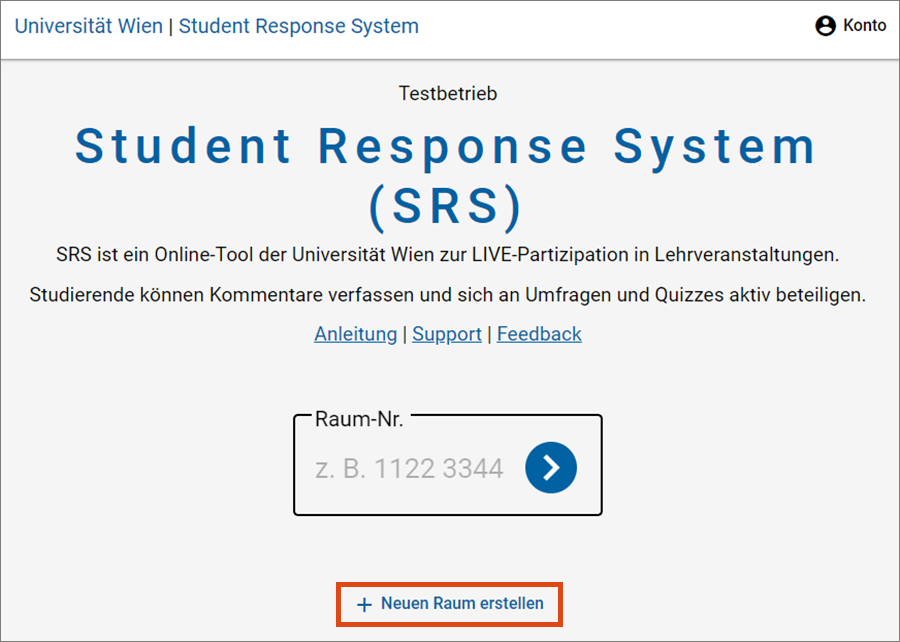 Neuen Raum erstellen