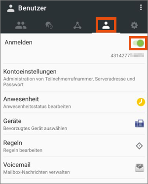 Screenshot – Benutzer anmelden