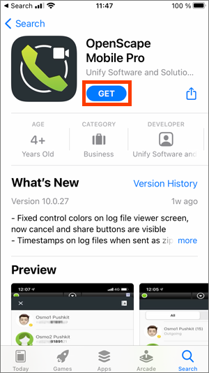 Screenshot – App Store