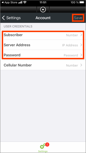 Screenshot – Account settings