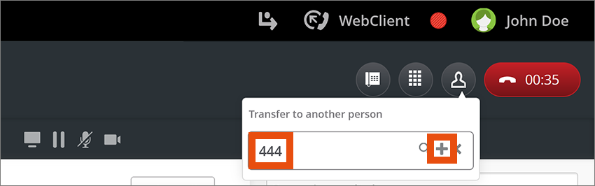 Screenshot – Transferring a call