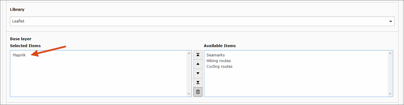 Screenshot settings Openstreetmap Base layer