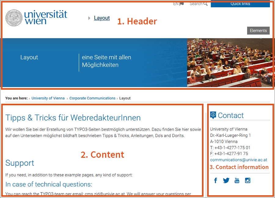 Screenshot layout website