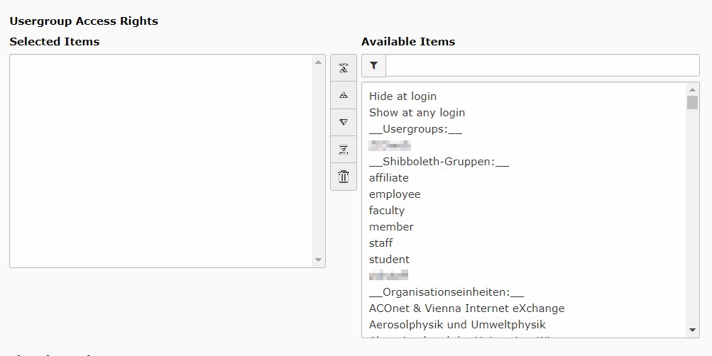 Screenshot access tab - user groups