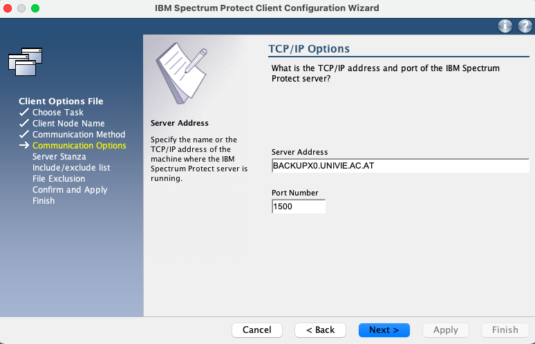 Screenshot Mac Server address