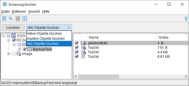 Screenshot Windows Objekte auswählen 