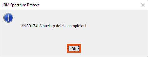 Delete backup successful