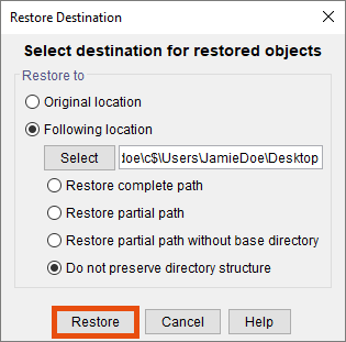 Screenshot Windows restore location
