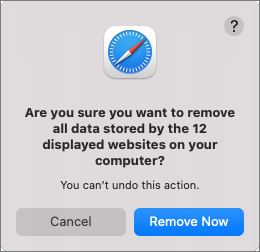 Screenshot Safari - Remove website data