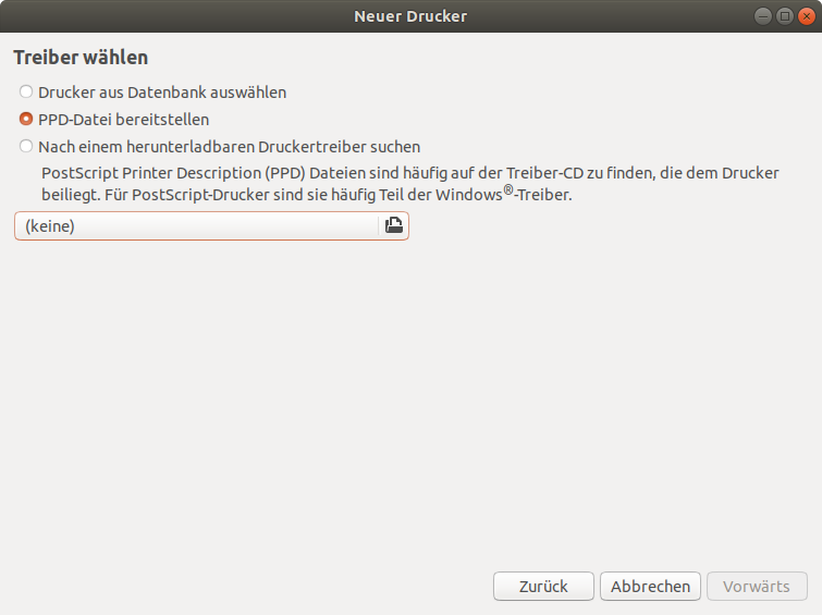 Screenshot PPD-Datei bereitstellen