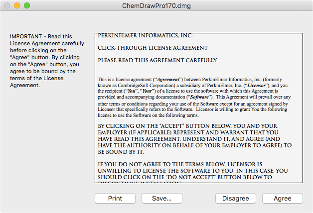 Screenshot ChemOffice Lizenzbedingungen akzeptieren