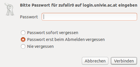 Screenshot Linux Bitte Passwort eingeben 