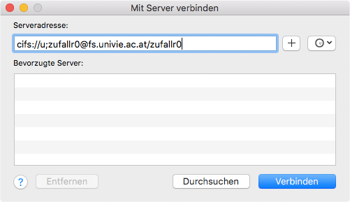 Screenshot macOS Mit Server verbinden - Serveradresse eingeben 