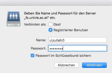 Screenshot macOS Namen und Passwort eingeben - Registrierter Benutzer 