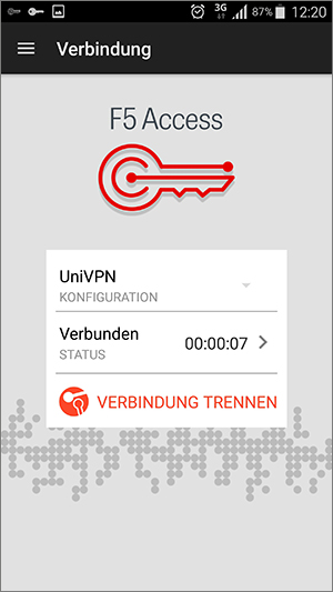 Screenshot Android F5 Access mit VPN verbunden