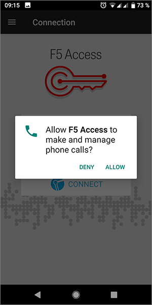 Android F5 Access allow phone calls