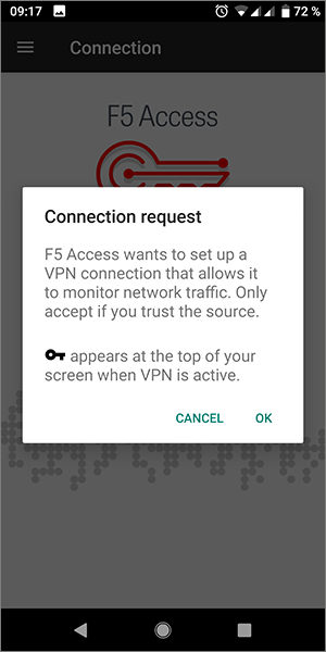 Screenshot F5 Access Android allow connection